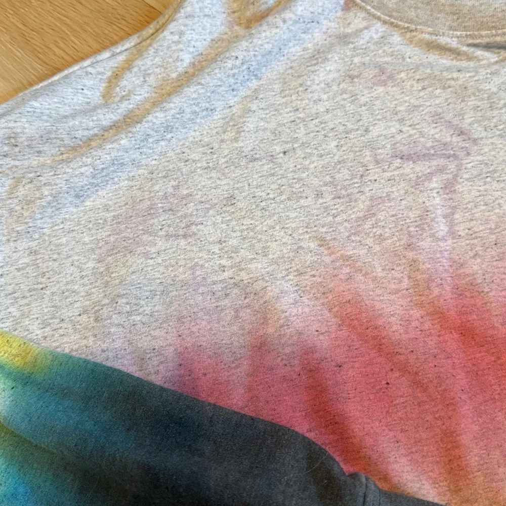 Sundry Gray Sweatshirt with Pink Yellow and Blue Tie-Dye Stripe - Picture 4 of 5